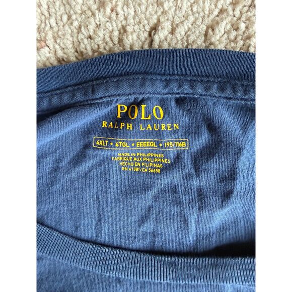 VINTAGE Polo Ralph Lauren 4XLT T-Shirt Navy Nautical Back Graphic Big Tall Prep - Picture 4 of 7